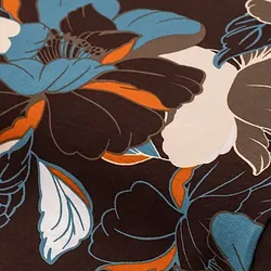 Blusenstoff  "Blumen", braun/petrol