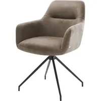 DeLife Esszimmerstuhl Pejo-Flex Mikrofaser Taupe Vintage Kreuzgestell konisch Schwarz
