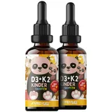 Vitamin D3 + K2 KINDER Tropfen 2000x - mit 650 IE Vitamin D3 vegan + 20 μg bioaktives Vitamin K2 MK7 (Pharmaquinone®) - Immunsystem & Knochen - laborgeprüft mit Zertifikat - 2x30 ml