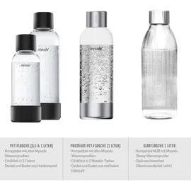 Wassersprudler-Flasche 1 L Transparent/silber