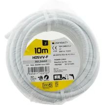 Zenitech Elektrische Versorgungsleitung H05VV-F Weiß - 10m Zenitech