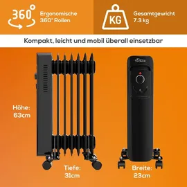 Tronitechnik Ölradiator TT OR 207 Schwarz 7 Rippen 1500 Watt Drei Heizstufen