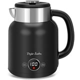 Taylor Swoden Wasserkocher mit Temperatureinstellung, 45°C-100°C, Retro Wasserkocher Edelstahl 1.7 L, Warmhaltefunktion, 2200 W, Schwarz, Asher