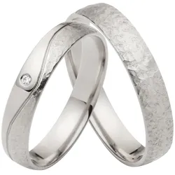 Trauring FIRETTI "Schmuck Geschenk Gold 750 Hochzeit Ehering "LIEBE"" Gr. 64, weiß (weißgoldfarben), Fingerringe, 64, ohne Brillant, Weißgold 375, 4mm, Made in Germany, wahlweise mit oder ohne Brillant