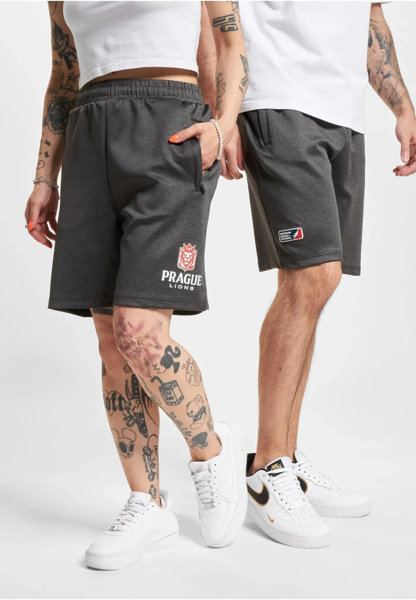 Shorts DEF "DEF DefShop x European League of Football Prague Lions 1 Shorts" Gr. XXL, US-Größen, blau (antracite) Herren Hosen