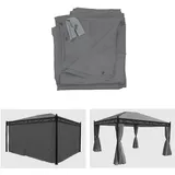 4er-Set Seitenwand für Pergola Calpe, Ersatzseitenwand Pavillon 4x3m, Polyester ~ grau