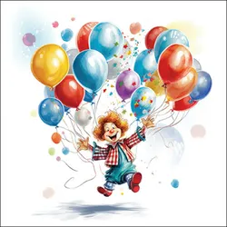 Ambiente 20 Servietten Papier 33x33cm 3-lagig - hochwertige Einweg Papierservietten Kindergeburtstag Karneval Party Clown Luftballons Feier Tischdeko bunt