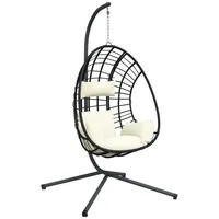 VidaXL Hängesessel Ei-Design mit Ständer Beige Rattan und Stahl