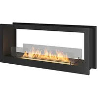 Design-Einbau-Bioethanol-Wandkamin Doppelseitig mattschwarz mit Schutzglas 2 Side 1200