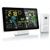 Brandson Funk-Wetterstation mit Außensensor, App-Anbindung, Barometer, Prognose, UV, Mondphasen, Wecker