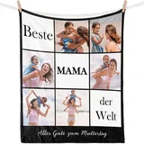 iDIY Geschenk für Mama personalisierte Decke - Decke mit Foto fotogeschenke personalisiert, Muttertagsgeschenk Personalisierte Geschenke zum Muttertag, Geburtstag- Beste Mama 32x48in