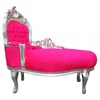 Casa Padrino Barock Kinder Chaiselongue Pink Silber  -  Barock Möbel Recamiere Kindermöbel