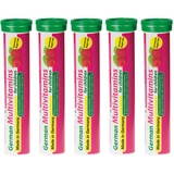 Multivitamin Brausetabletten Für Kinder 5x20 Stk. - Süßer Himbeergeschmack - Vitamin C, E, B1, B2, B6, B12, Folsäure, Niacin – T&D Pharma German Multivitamin for Children – Made in Germany