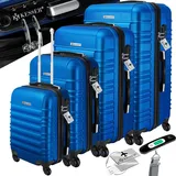 KESSER KESSER® 4tlg. Hartschalenkofferset Hartschalenkoffer Reisekoffer Set Reisekofferset Trolley Koffer Inkl. Kofferwaage + Gepäckanhänger Rollkoffer Schloss 4 Rollen ABS-Hartschale Teleskopgriff S-M-L-XL