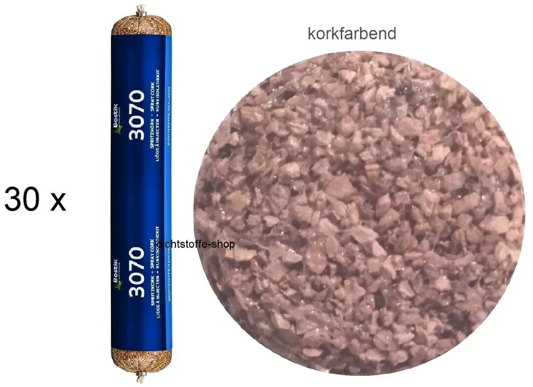 30 x Bostik 3070 Spritzkork korkfarbend 1K Kork Dichtstoff 500ml Beutel