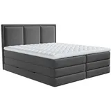 MID.YOU Boxspringbett, - anthrazit - H2/H3 - Bettkasten, - inklusive Topper - 140x200 cm,