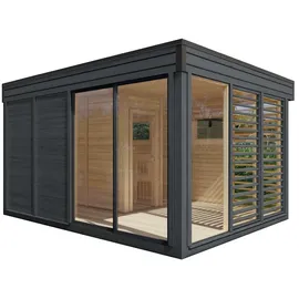 Wolff Finnhaus Saunahaus Paradiso 4x3 (2-Raum) anthrazit -