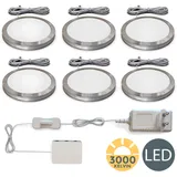B.K.Licht - Unterbauleuchte flach, Aufputz-Strahler, Spots, 6er SET