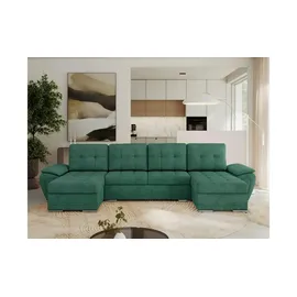 Sofa.de Wohnlandschaft mit Schlaffunktion ¦ türkis/petrol ¦ Maße (cm): B: 357 H: 85 T: 218.0