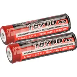 XCell 2x Kraftmax 18650 18700 Pro Akku mit PCB Schutzschaltung - speziell für LED Taschenlampen 3,7V 9,62 Wh