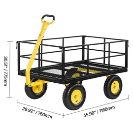 Vevor Bollerwagen 116,8x76x77,5 cm gelb/schwarz