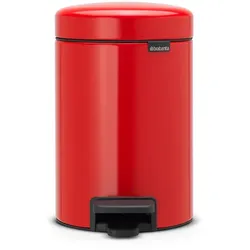 Brabantia Klassischer Tretmülleimer mit Soft-Verschluss | 3 Liter, HxBxT 26,4x16,8x23,5cm | Metall | Rot