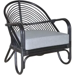 Loungesessel, schwarz, B:70cm H:80,5cm T:72cm, Bezug 100% Polyester, HOFMANN LIVING AND MORE, Sessel, Handgeflochten
