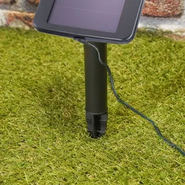 esotec Solar Lichtschlauch 10m, 100 LEDs warmweiß, Akku, Solarmodul, Erdspieß, Wintergarten, Außenlichterkette, Hochzeitsdeko,