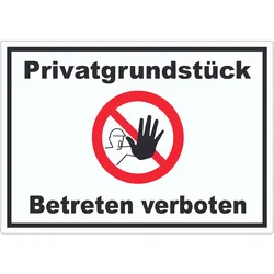 Privatgrundstück Betreten verboten Aufkleber mit Symbol kein Zutritt A8 (52x74mm)