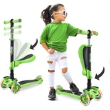 Hurtle 3-Rad-Roller für Kinder - Stand & Cruise Kinder/Kleinkind-Spielzeug-Klapp-Kick-Roller mit/Einstellbarer Höhe, rutschfestem Deck, blinkenden Radlichtern, für Jungen/Mädchen zwischen 2 und 12 Jahren