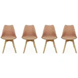 sweeek - 4er-set Skandinavische Stühle Mit Holzbeinen