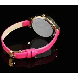 Excellanc Damenuhr rosa Kunstlederband Analog Quartzwerk goldfarbene Ziffern