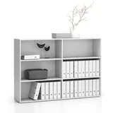 Doppeltes niedriges Büroregal SEGMENT, 4 Böden, 1660 x 350 x 1140 mm, weiß