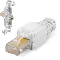 goobay RJ45 CAT 5e UTP ungeschirmt - Netzwerkanschluss / Ethernet Stecker mit farblich makierten Kabelkontakten / Selbstmontage ohne Werkzeug AWG, 24-26, Weiß