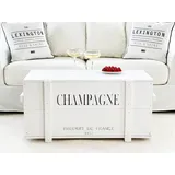 Uncle Joe ́s Truhe Champagne Couchtisch Truhentisch im Vintage Shabby chic Style aus Massiv-Holz in Weiss mit Stauraum und Deckel Holzkiste Beistelltisch Landhaus Wohnzimmertisch Holztisch weiß