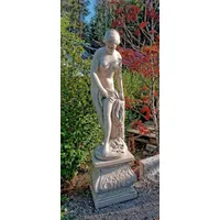 demotex gmbh Casa Padrino Jugendstil Gartendeko Skulptur mit Sockel Grau H. 163 cm - Garten Deko F