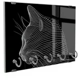 DEQORI Schlüsselbrett 'Konturen der Katze', (1 St), Schlüsselhalter Schlüssel Haken Schlüsselboard modern Schlüsselleiste schwarz