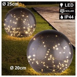 ETC Shop 2x LED Steck Lampen SOLAR Kugeln rauch Deko Lichterkette Außen Erdspieß Garten Balkon Leuchten