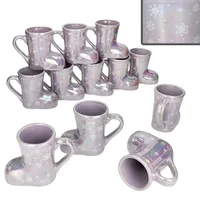 Mambocat 12x Glühweinstiefel Brillant violett Weihnachtsmotiv 200ml geeicht Keramikbecher