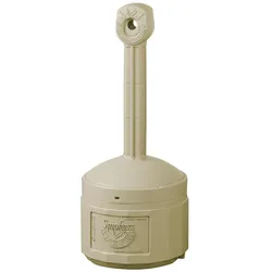 Justrite Sicherheits-Standascher aus Kunststoff Original Smoker Cease Fire® | 15 Liter Innenbehälter, selbstlöschend | HxB 98x42cm | Beige