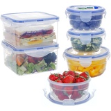 EASYLOCK 6er-Set Plastik Frischhaltedosen Set mit Deckel (1250ML*2/600ML*2/300ML*2), Aufbewahrungsbox Küche, Food Meal Prep Boxen, Sandwich Box, Gefrierdosen Klein, Salatschüssel, Dessertschalen