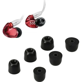 kwmobile 6X Ersatz In Ear Kopfhörer kompatibel mit Shure AONIC 215 / SE215 / SE846 / SE535 / SE112-3 Größen - Polster Ohrstöpsel In-Ear Ohrhörer - Schwarz