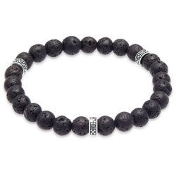 Kuzzoi Bead-Armband-Set Herren Lava Schwarz Vintage 925 Silber Oxidiert schwarz 21