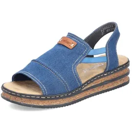Rieker Damen Pantoletten 62982, Frauen Slipper,Slip-ons,Backless Slipper,Mules,Gartenschuhe,Sommerschuhe,sommerclogs,Slides,blau (12),38 EU / 5 UK - 38 EU Schmal