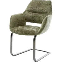 DeLife Freischwinger Yago-Flex mit Armlehnen Chenille Olive Freischwinger flach