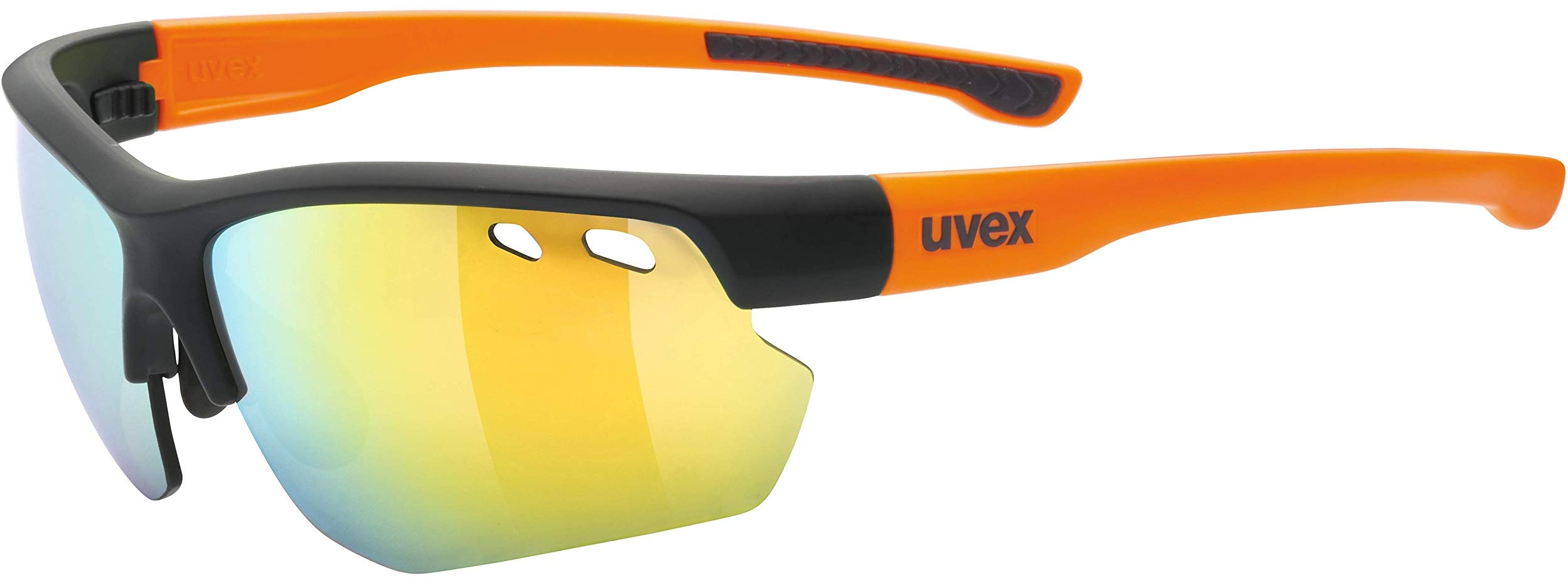 uvex Unisex – Erwachsene, sportstyle 115 Sportbrille, inkl. Wechselscheiben, black matt/orange, one size
