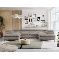 MKS Meble Ecksofa U-form Cord 2-Sitzer Grau