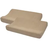 Meyco Baby Wickelauflagenbezug Frottee - 2er Pack - 50x70cm - Spannbetttuch Wickelunterlage - 80% Baumwolle - Oeko Tex zertifiziert - weich - waschmaschinenfest - Taupe
