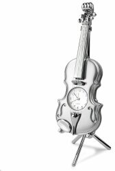 Designer Tischuhr Violine grau aus Metall