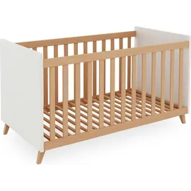 Betten-ABC Bubema Babybett Lino höhenverstellbar, Farbe: natur/weiß, Größe: 70 x 140 cm